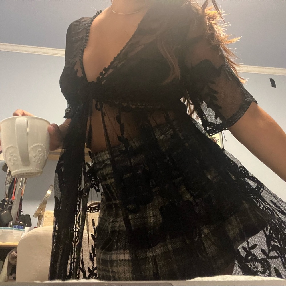 Black Sheer Lace Top